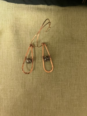 Pure Copper Earrings W/ Sterling Silver Balls, Textured,  Polished