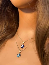 Gold Filled Evil Eye Charm Necklace | Protective Elegance in 18kt Gold