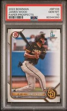 Graded 2022 Bowman James Wood #BP108 Paper Prospects RC Baseball Card PSA 10