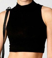 Womens Ladies tshirt Crop Top Tee Vest Midriff Active Sports Tank racer top