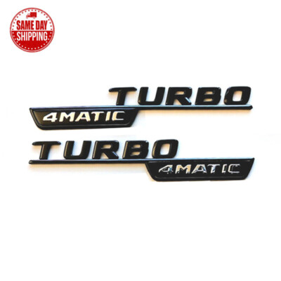 #ad OEM TURBO 4MATIC AMG Fender Emblem Gloss Black Badge For Mercedes CLA GLA GLBO $26.99