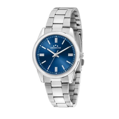 Montre Hommes Chronostar Cadran Bleu Seulement L'Heure Étui 39 MM