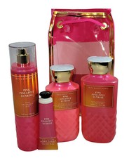 Bath  Body Works Pink Pineapple Sunrise Mist/Gel/Body  Hand Cream 4pc Gift Set