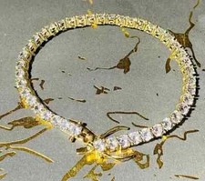 Laborgefertigtes Tennisarmband 8 kt Rundschliff Diamant 14 K Gelbgold plattie...