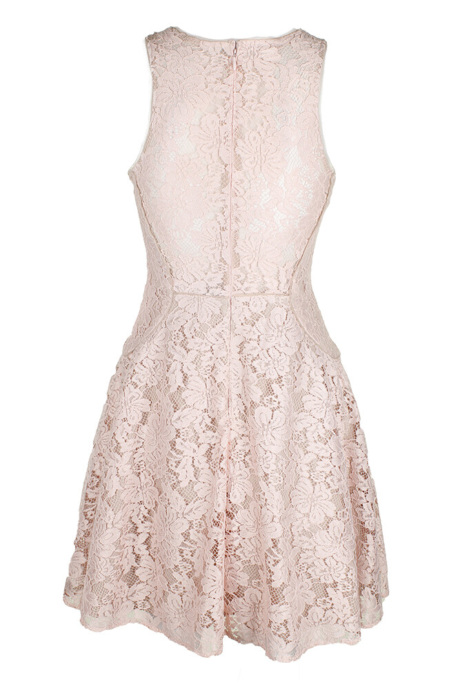 knee length dresses for ladies Peach Lace Dress main image 0