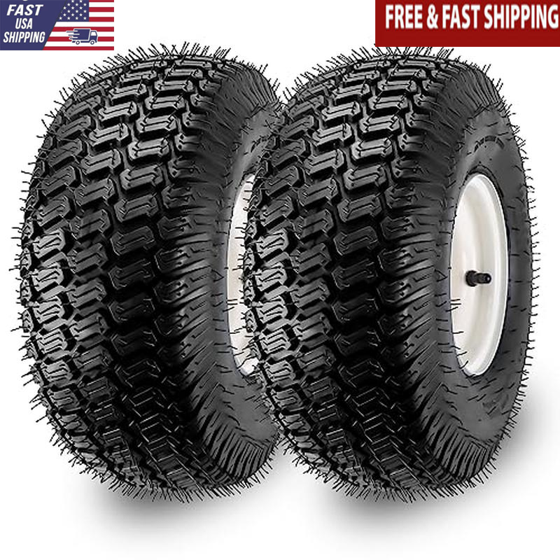 15x6.00-6 Lawn Mower Tires Heavy Duty Solid Flat-Free Replacement 2-Pack New