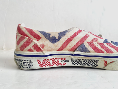 Vintage NOS VANS ERA Red White Blue USA Flag Canvas Lace Up 8 ONE