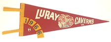 1966 Luray Caverns VA Pennant Vintage 18" Red Felt Flag
