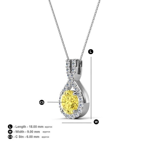 Lab Created Yellow Sapphire & Natural Diamond Halo Pendant 14K Gold JP:263249 - Picture 5 of 16