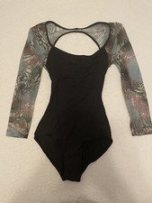 Lulli Dancewear Black Animal Stripe Mesh Ballet Leotard XSmall Adult