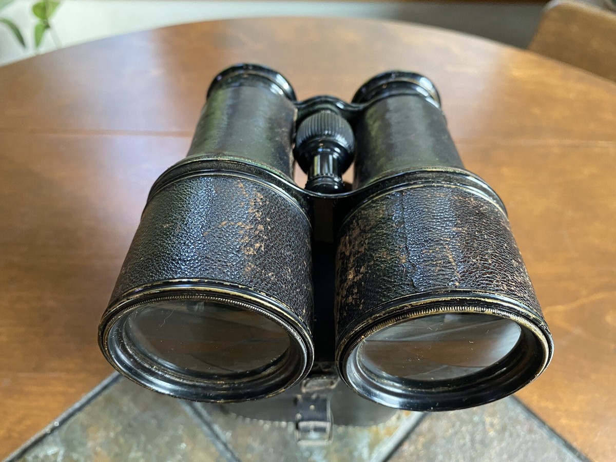 Antique Lemaire Fabt Paris Binoculars WWl Era W/ Leather Case