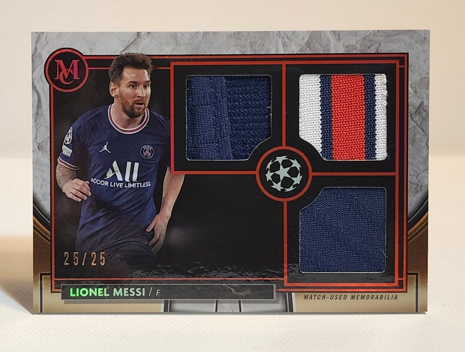 LIONEL MESSI MATCH-USED Triple Relic #25/25 Topps Museum