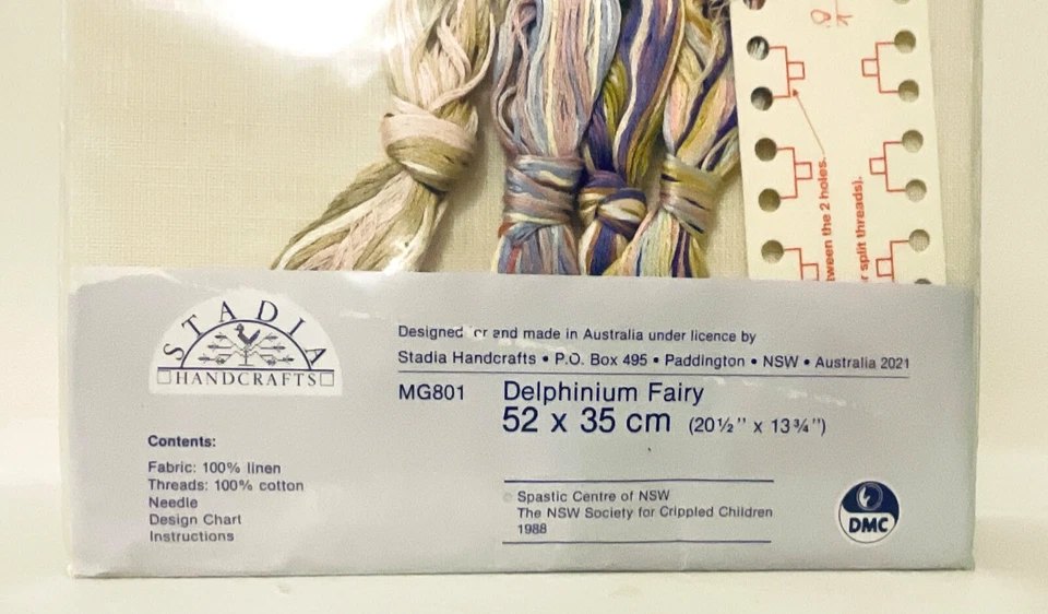 DMC May Gibbs - The Delphinium Fairy - Complete Cross Stitch Kit  - Linen - image 3 of 4