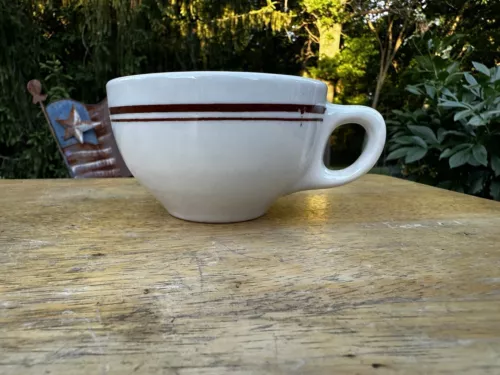 Vintage China Restaurant Diner Coffee Cup Brown Stripe USA