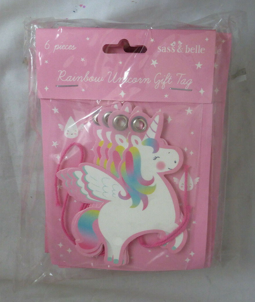 Sass & Belle Rainbow Unicorn Gift Tags Xmas Birthday Present JobLot 12 Set Of 6