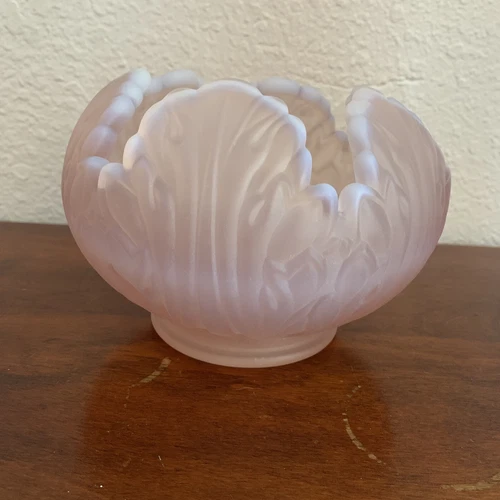 Fenton Empress Lotus Pink Glass Rose Bowl Vase Votive Tea Light Holder 4 1/2"