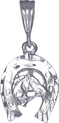 Sterling Silber Hufeisen Charm Anhänger Halskette Diamantschliff Finish mit Kette