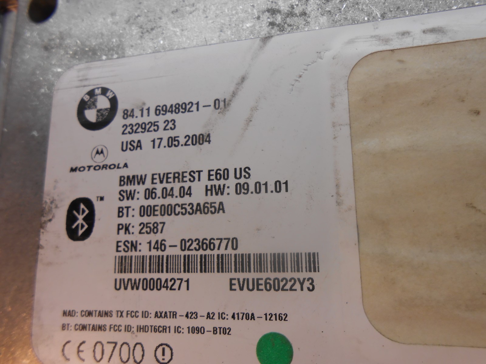 04-07 BMW 5-ser moto tele bluetooth contr mod 84116948921 6948921  