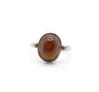 925 Sterling Silver Amber Vintage Ring, Size 5.25