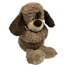 Brown Spotted Puppy Dog Plush in Polka Dot Bow Petting Zoo Stuffed Animal