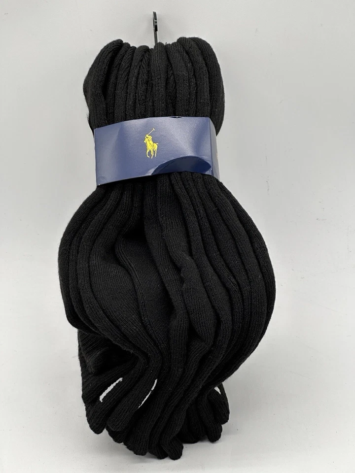 NEW 6 PAIR PACK WOMEN POLO RALPH LAUREN ANKLE CUT SIZE 9-11 BLACK - Image 3 of 4