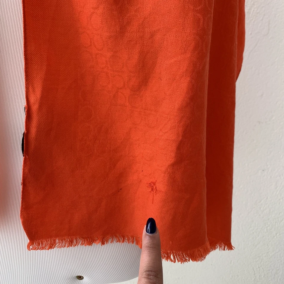 Salvatore Ferragamo GANCINI NARANJA Seda Lana Bufanda 60/17 en HECHO EN ITALIA #A107 Foto 4 de 4