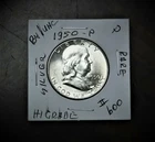 1950 Franklin Half Dollar - 90% Silver Choice AU/Unc BU  *600 v3