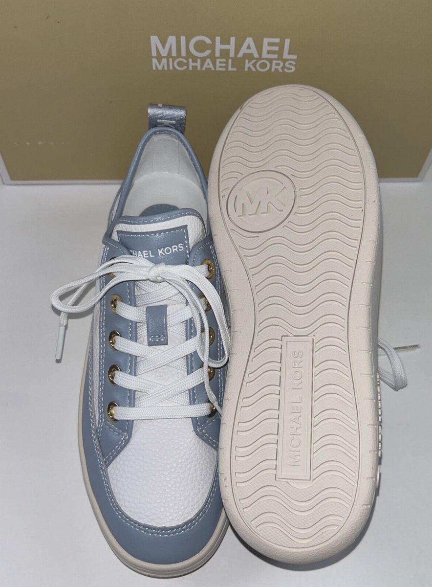 NEW MICHAEL KORS Size 7 Women's Sneaker Pale Blue White SHEA LACE