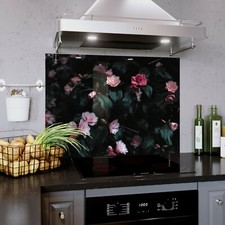Glass Splashback Kitchen Cooker Hob Panel ANY SIZE Bloom Flowers Mosaic Bunch