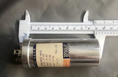 NOS Sprague 80/30 uF 450V 20 uF 250V 50uF 50V Electrolytic Capacitor paper label - Picture 4 of 4