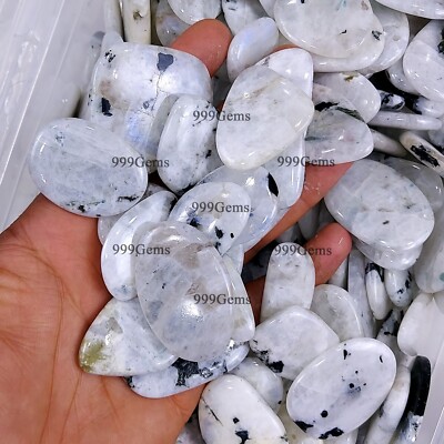 30 Pcs Bulk Wholesale Natural Moonstone Palm Flat Back