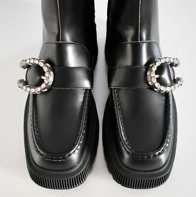 ?️ GUCCI CRYSTAL TIGER HEAD DIONYSUS Black PLATFORM ANKLE  display picture 1