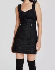 Guess Women's Black Tweed Sweetheart Button Trim Clarissa Dress Size XS
