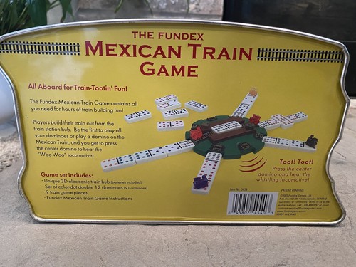 Fundex Mexican Train Game Dominos Electronic Sounds Complete Tin 2003 -TESTED - Picture 4 of 14