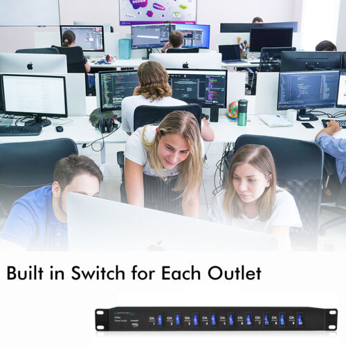 Regla eléctrica de montaje en rack TPro con 9 interruptores de alimentación y puerto de carga USB de 5 V - Imagen 7 de 7
