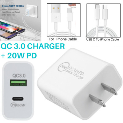 20W PD Type-C USB Charger Fast Wall Charger Adapter For iPhone 14 13 12 11 8 Lot
