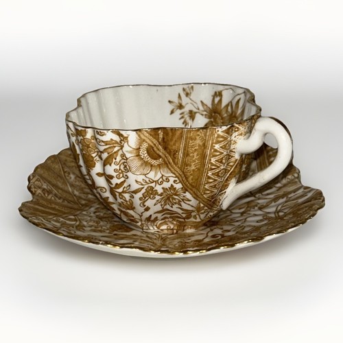 Wileman Foley Dolly Varden Alexandra Form Teetasse & Untertasse 1880er Gold & Weiß - Bild 2 von 14