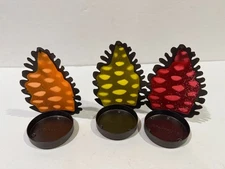 Pine Cone Silver Plated Metal Taper Candle Holders Cabincore Set of 2