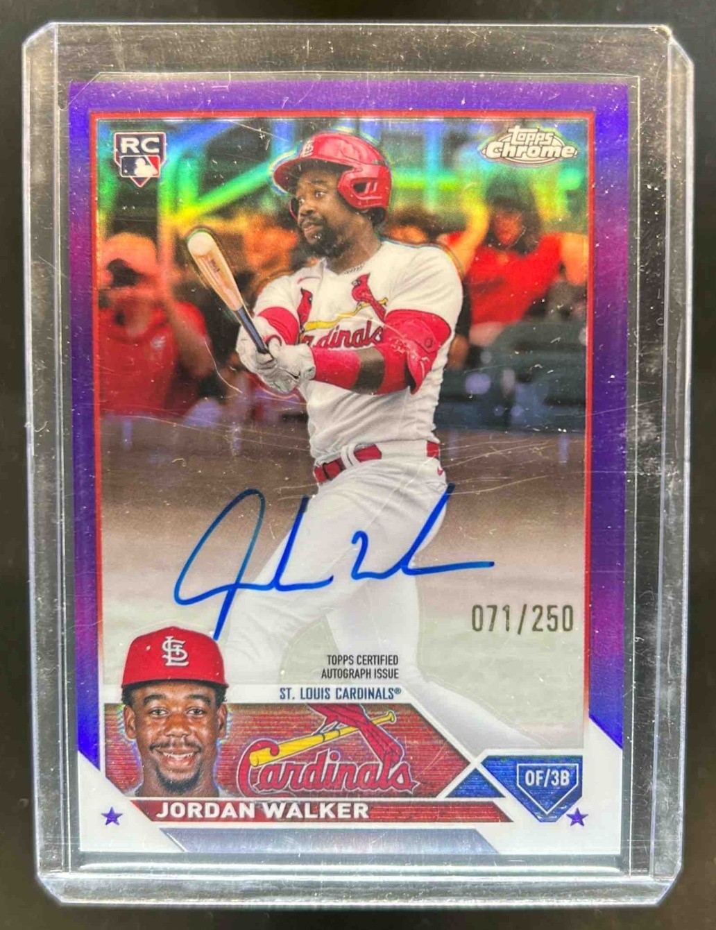 2023 Topps Chrome Jordan Walker Rookie Auto RC Purple Refractor Rookie #71/250