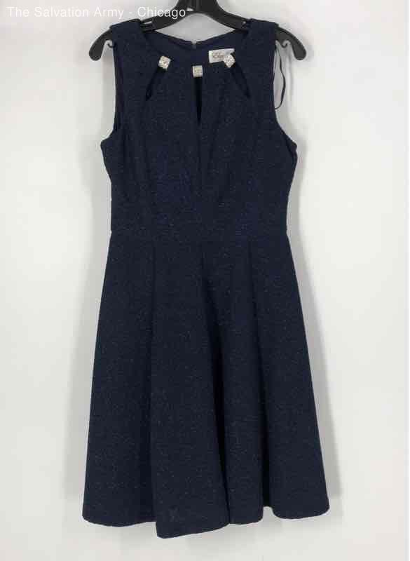 Eliza J Womens Navy Blue Sleeveless Round Neck Sheath Dress Size 8