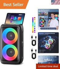 Portable Bluetooth Speaker with 2 Wireless Mics  LED for Ultimate Karaoke Fun