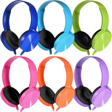 Classroom Headphones Bulk 6 Pack Multi Colored for Kids School, Wholesale Class