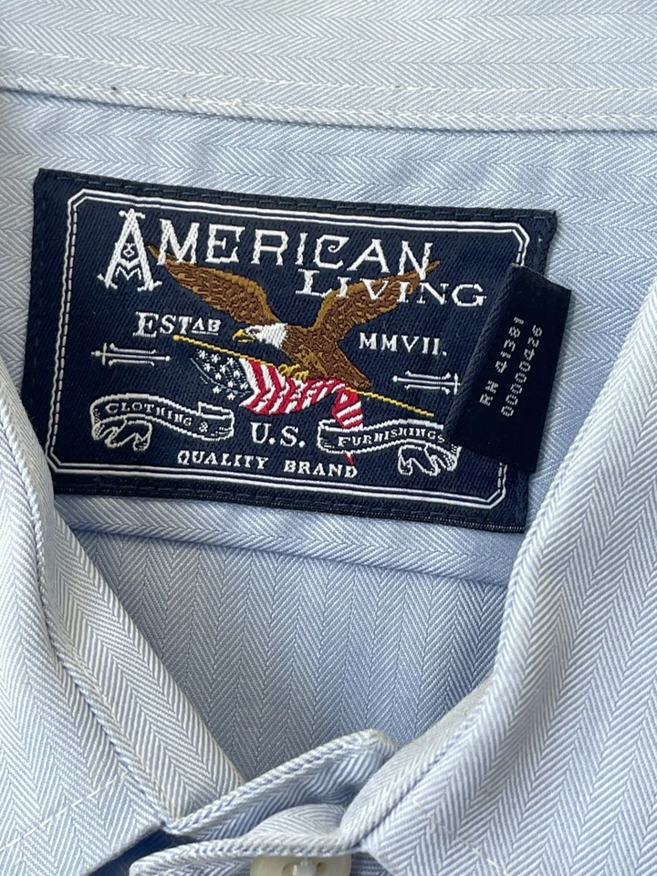 Camisa de vestir American Living talla 16,5/36-37 azul claro algodón ropa profesional Foto 3 de 4