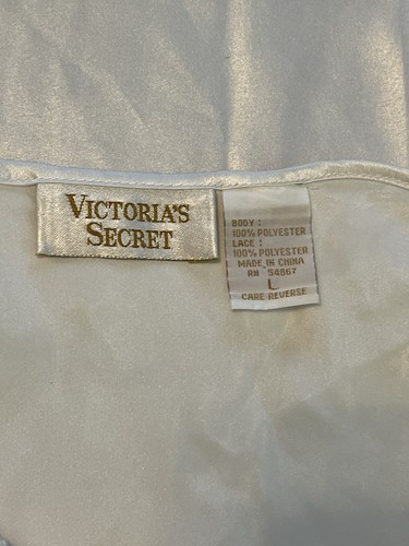 Vintage Victoria’s Secret White Pearl Front Lace Side Slit Silk Dress Size Large - Picture 13 of 15