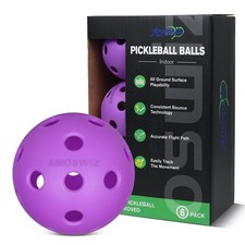 Indoor Pickleball Balls, 6 Pack, 26 Holes, with Mesh Bag