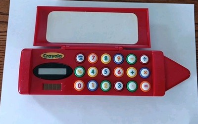 Vintage Crayola Pencil Box Calculator 2000 Binney & Smith Red Crayon Case RARE