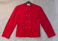 VTG 80s Pendleton Red Virgin Wool Military Blazer Jacket Petite Gold Button USA