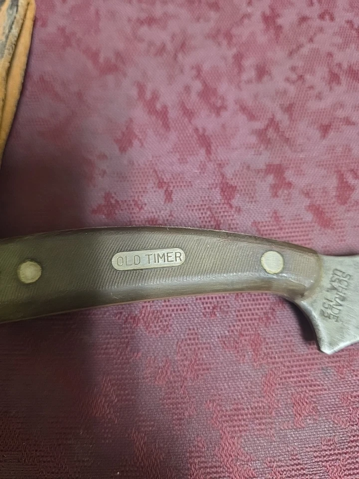 De colección Schrade Old Timer Sharpfinger #152 con funda de cuero Foto 3 de 4