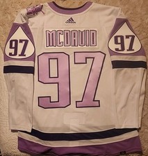 Connor Mcdavid Edmonton Oilers Hockey Fights Cancer 54 Addias Jersey MUST SEE IT