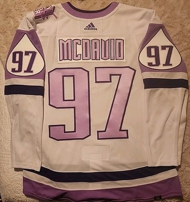Connor Mcdavid Edmonton Oilers Hockey Fights Cancer 54 Addias Jersey MUST SEE IT